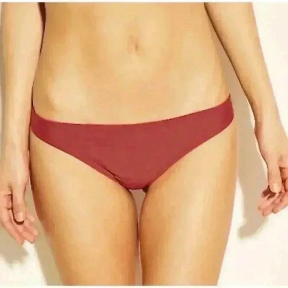 Xhilaration Womens Cinched Hipster Bikini Bottom Red-Maroon Size Extra Small - Picture 1 of 6